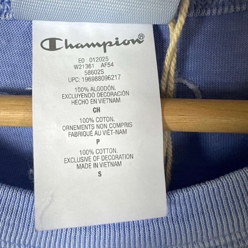Champion Men's S Sleeveless Shirt Blue Muscle Tee Cotton Embroidered Logo NEW